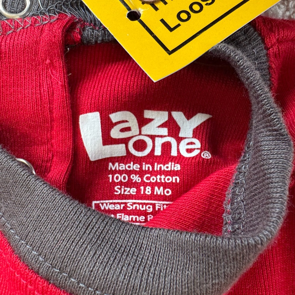 Lazy One “Happy Camper” Red and Black Pajamas One Piece - Picture 2 of 4